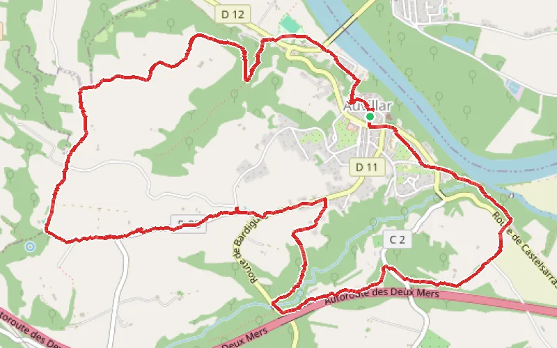 Tracé du parcours Autour d'Auvillar par le Moulin de Gâches