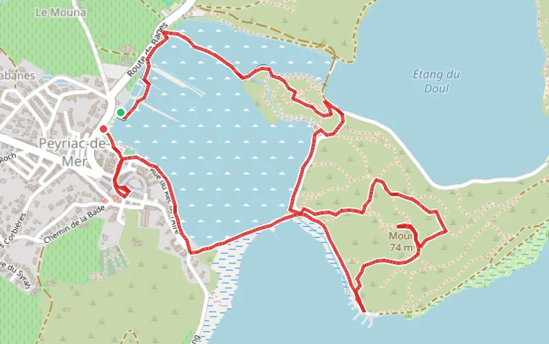 Tracé du parcours Autour de la saline de Peyriac-de-Mer