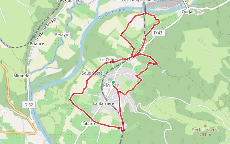 Tracé du parcours Espace naturel sensible de la Couasne de Floirac