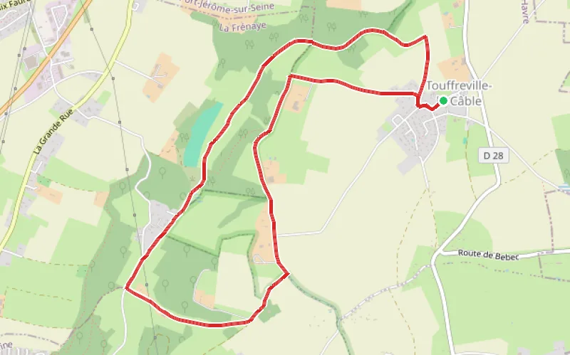 Tracé du parcours Le Val au départ de Touffreville-la-Cable
