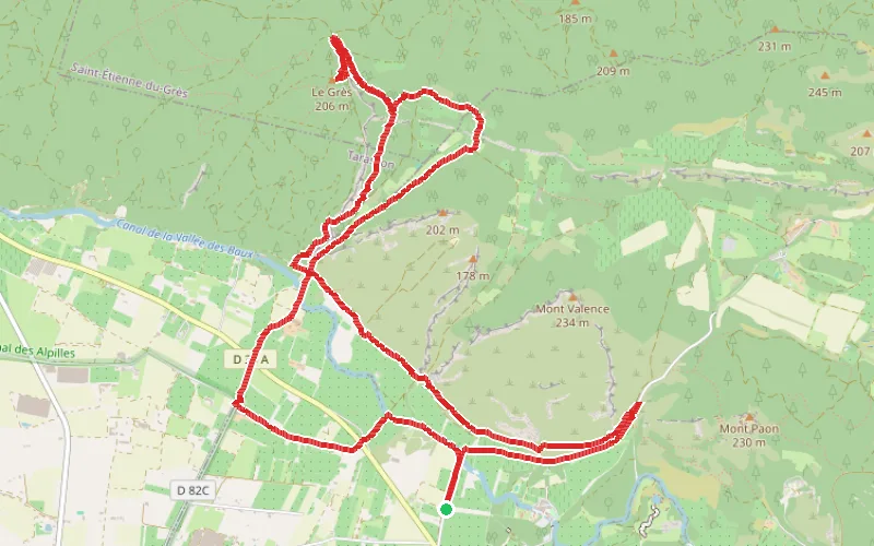 Tracé du parcours Vallon de Lèque à Fontvieille