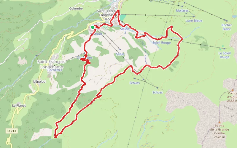 Tracé du parcours Le Col du Paradis depuis Saint-François-Longchamp