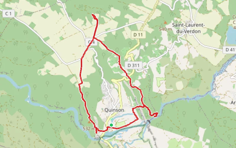 Tracé du parcours Autour de Quinson - la Baume Bonne