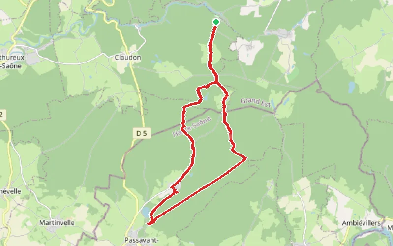 Tracé du parcours Tout en vert : Verbamont et Verre à La Rochère