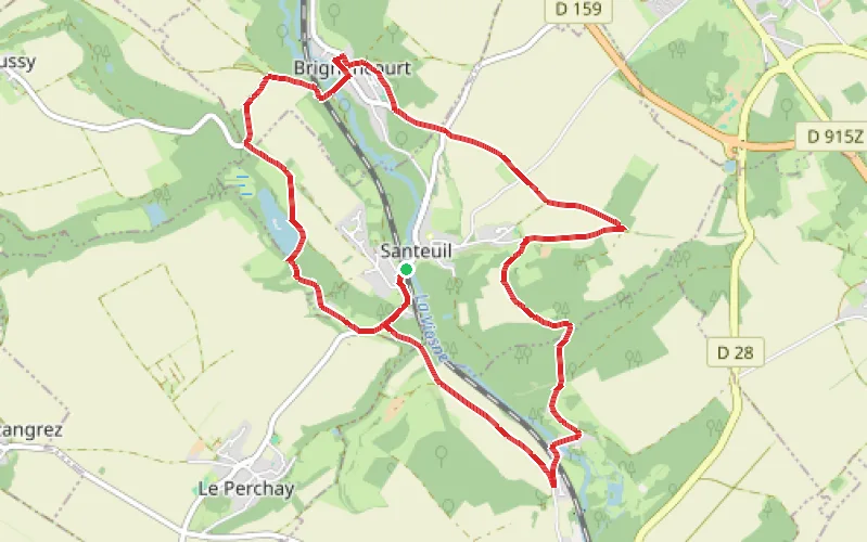 Tracé du parcours La Vallée de la Viosne autour de Santeuil