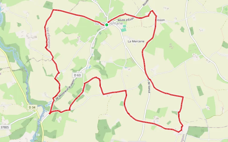 Tracé du parcours Entre Tuffeau et Grès Roussard