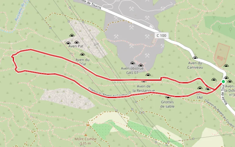Tracé du parcours De Tourris au belvédère du Lac du Revest