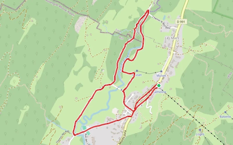 Tracé du parcours La Valserine, rivière sauvage à Lélex