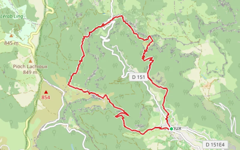 Tracé du parcours Les corniches de Lauroux