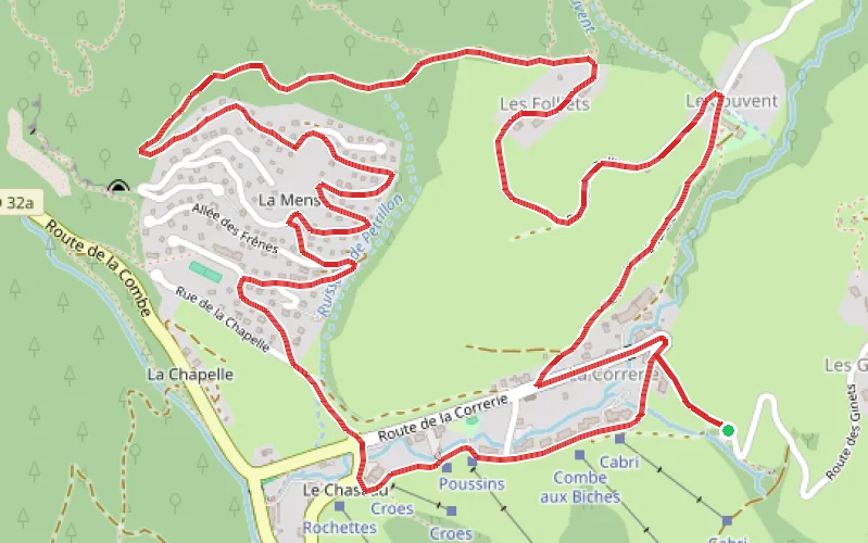 Tracé du parcours Circuit au-dessus de la station des Aillons-Margeriaz