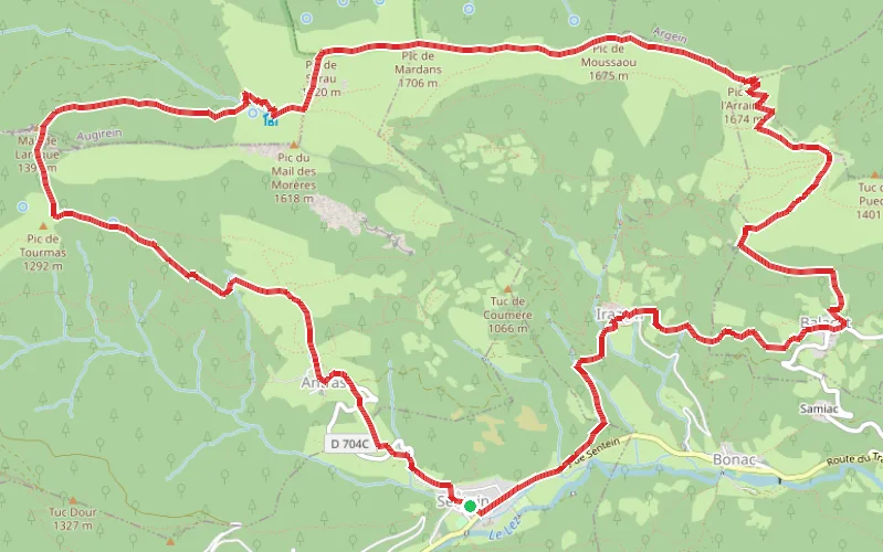 Tracé du parcours Circuit du Pic de l'Arraing