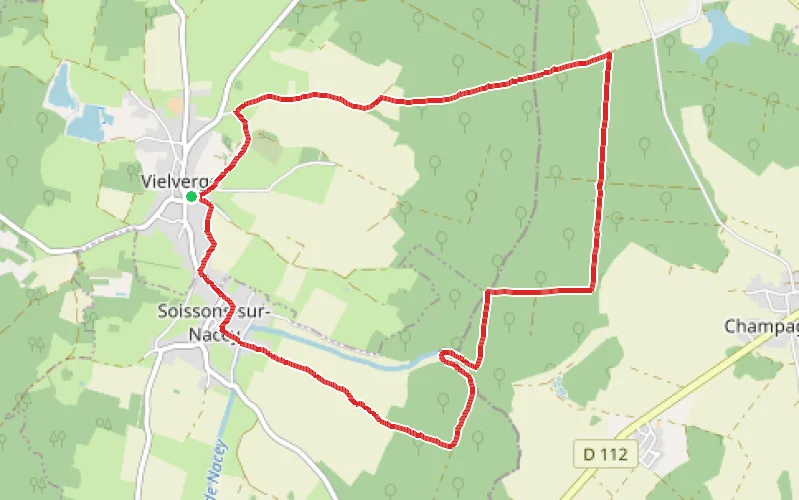 Tracé du parcours Boucle de Vielverge par plaines et bois