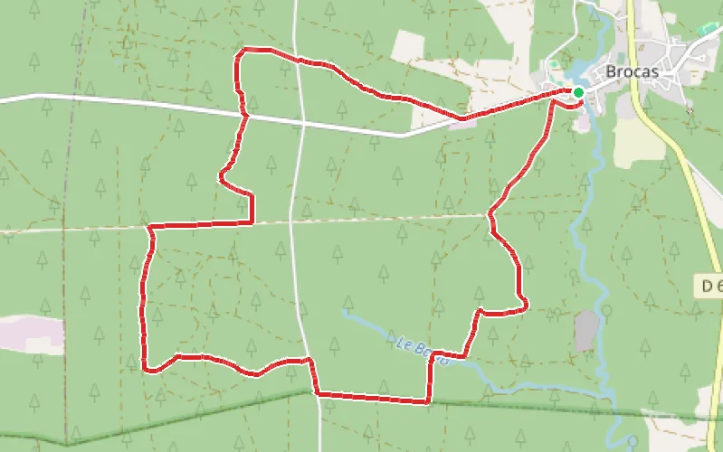 Tracé du parcours De l'Étang de Brocas à la Sauveté de Gabarchet
